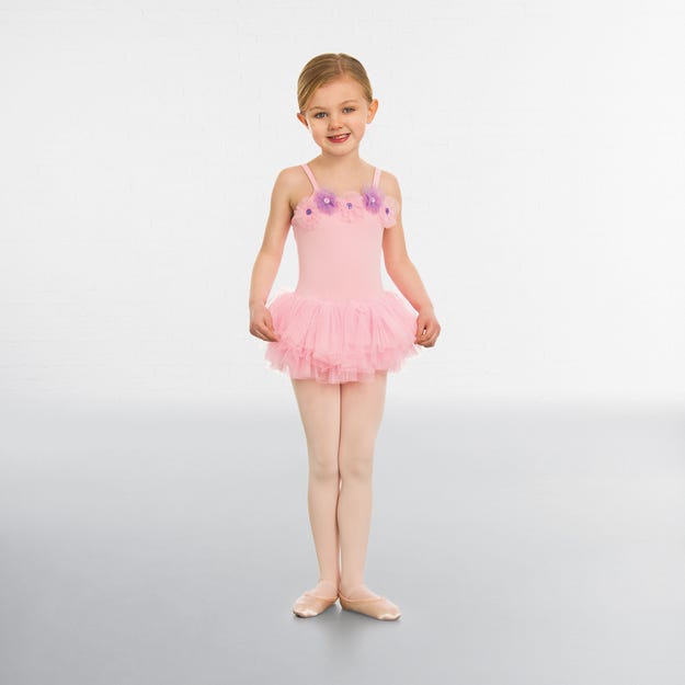 Flower Button Trim Tutu X Small Child Pink