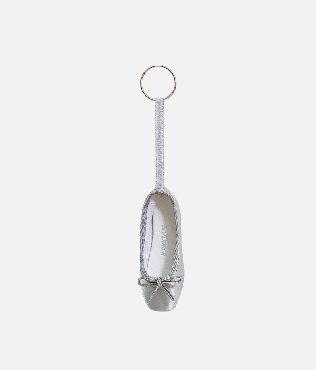 Satin Pointe Shoe Keyring Pink Silver