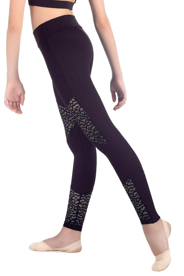High Rise Leggings with Lace  Black