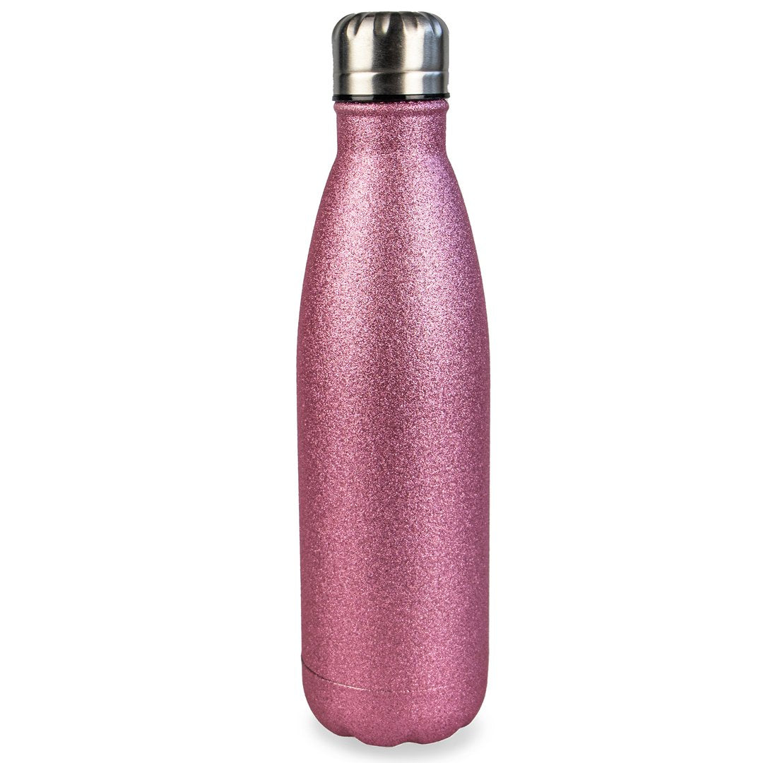 Metal Drinks Bottle Pink Glitter