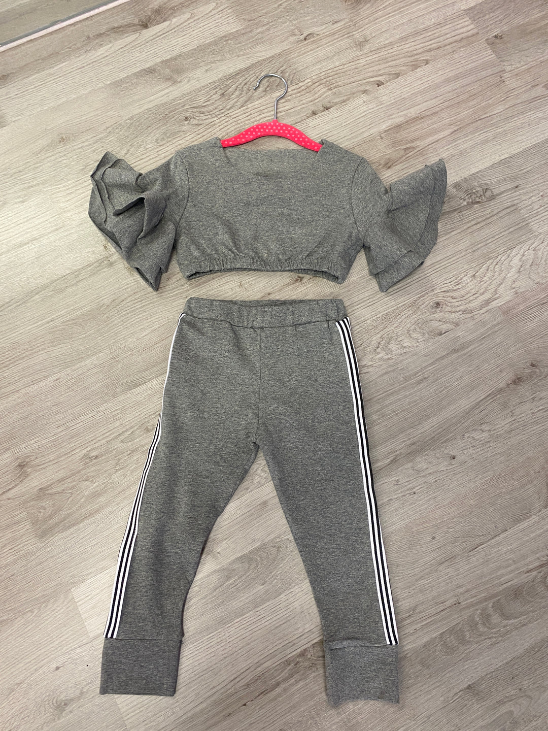 Girls Frill Arm Lounge Suit Grey