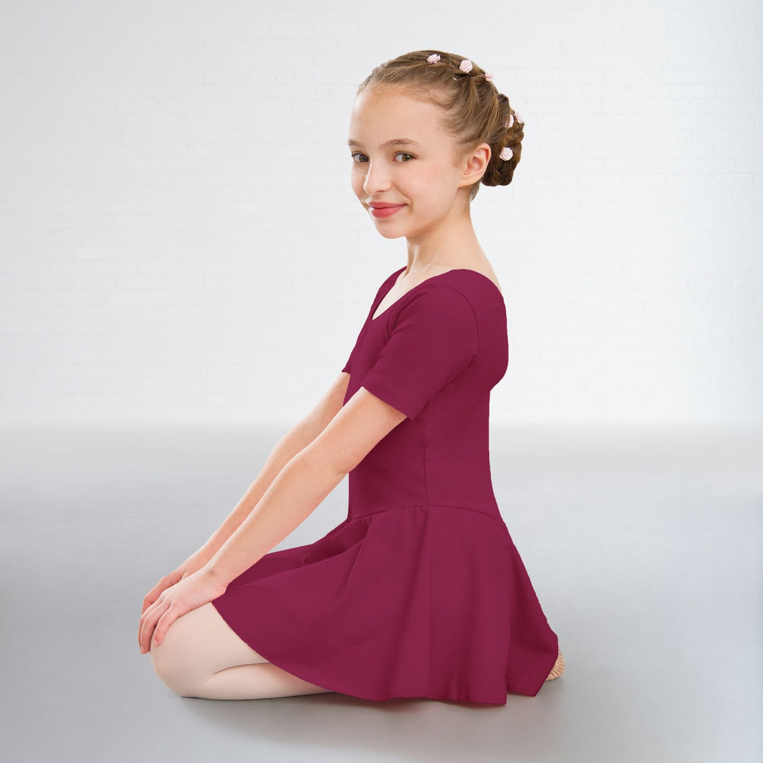 Hannah Cotton Skirted Leotard Burgundy