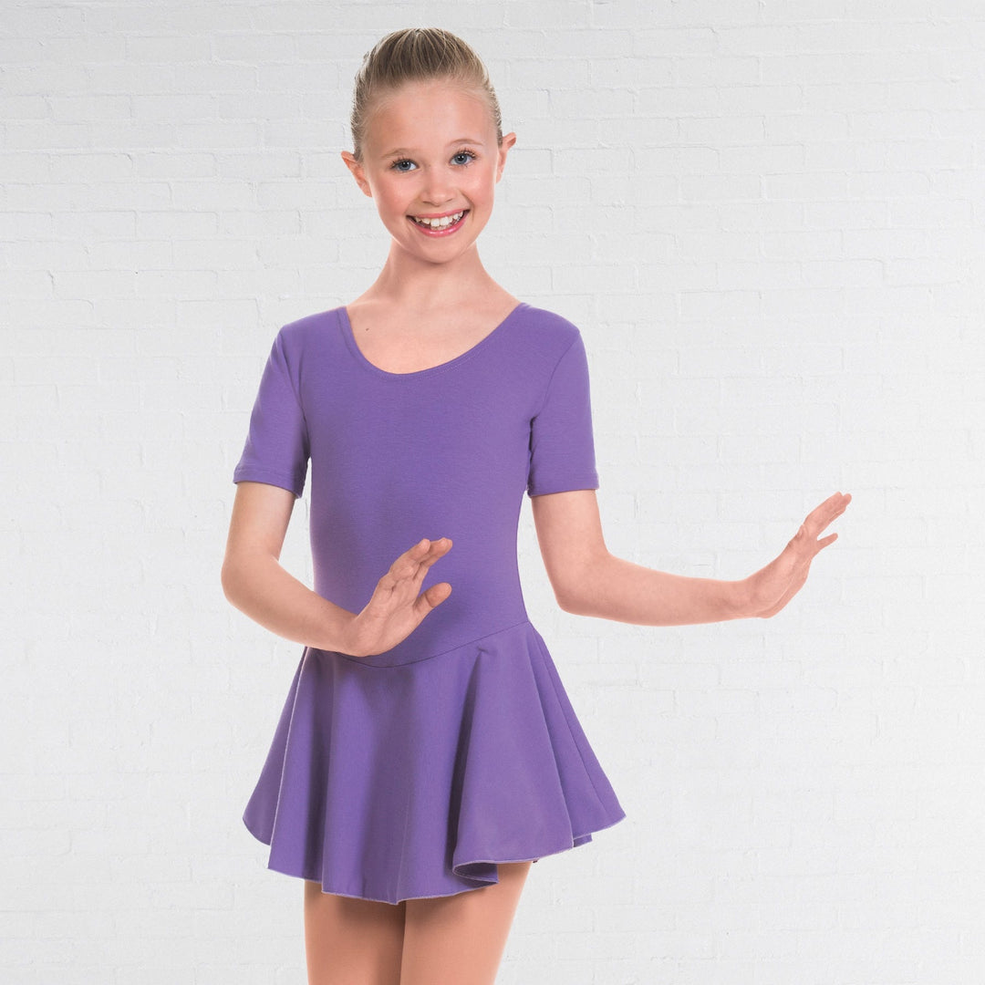 Short Sleeve Skirted Leotard Lavender